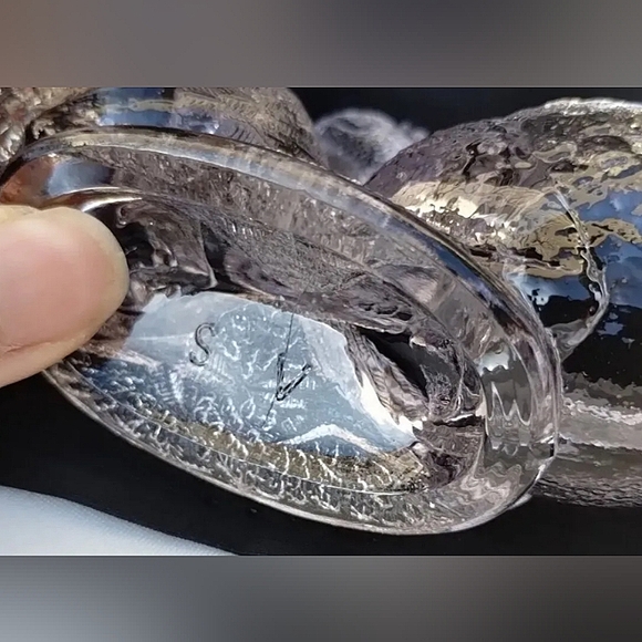 Antique Schmid Verreries DOUBLE ROOSTER Crystal glass salt cellar France cottage - Picture 11 of 11